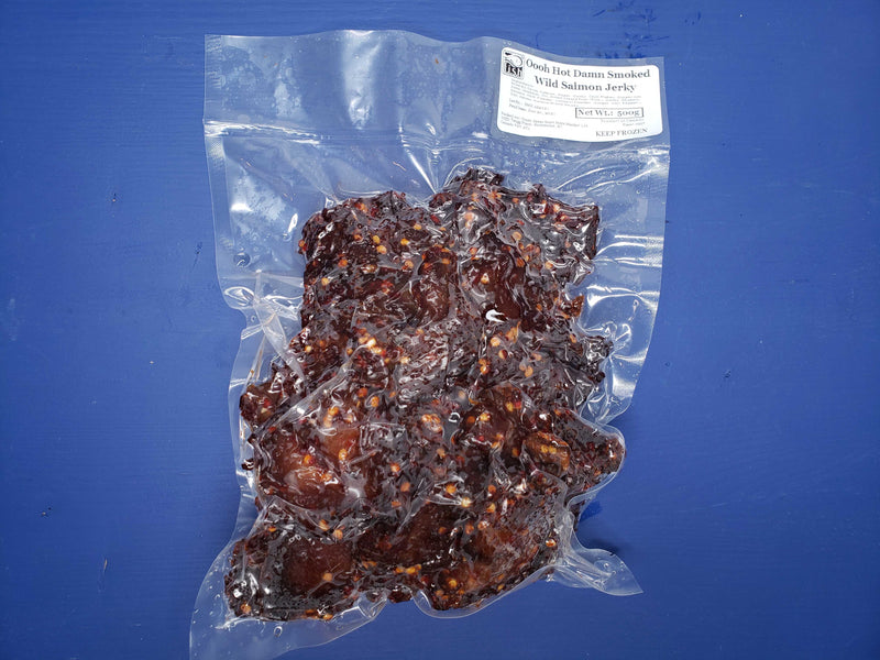 Frozen SMOKED Ooh Hot Damn Wild Chum Salmon Jerky (500g pack)